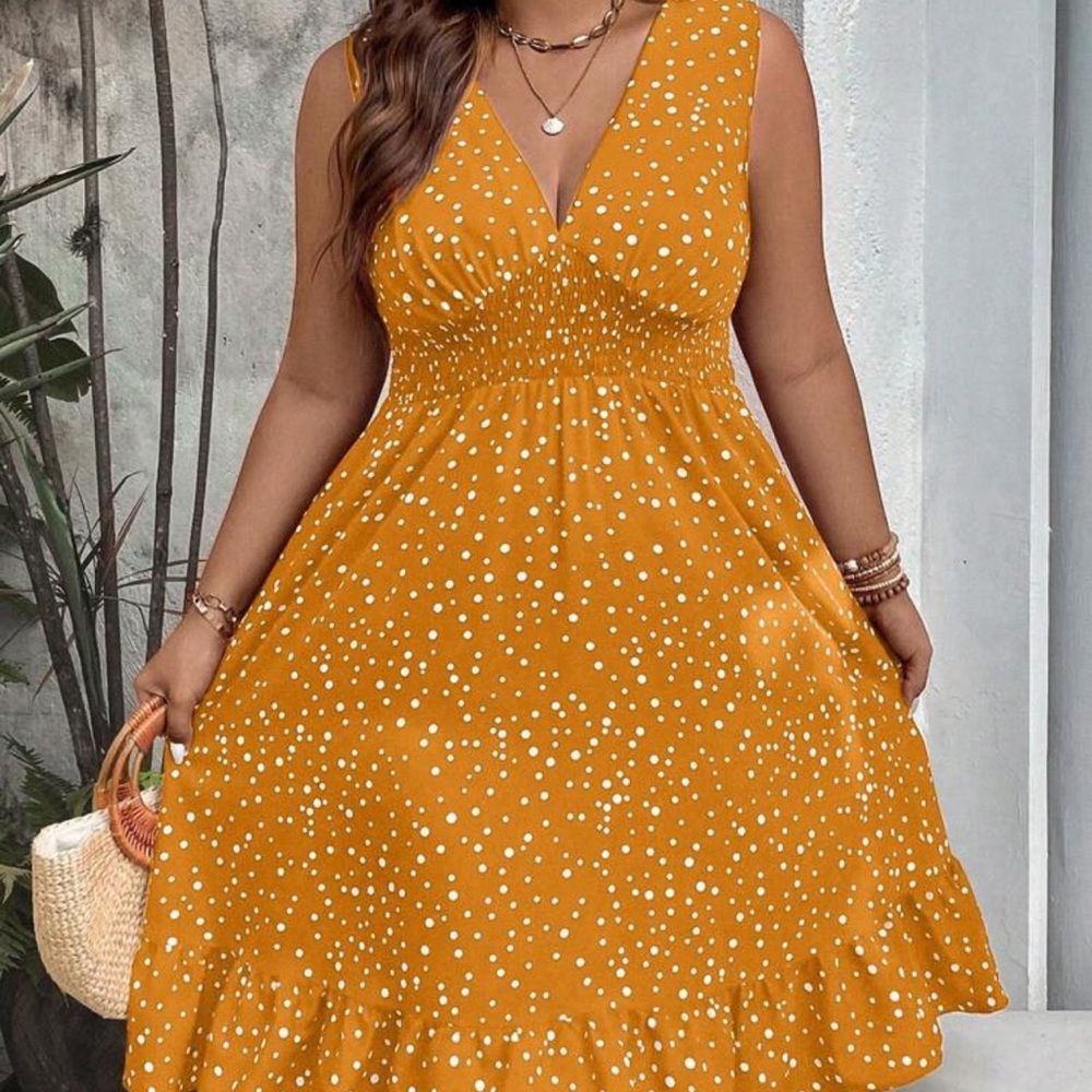 Polka Dot Ruffle Hem Dress